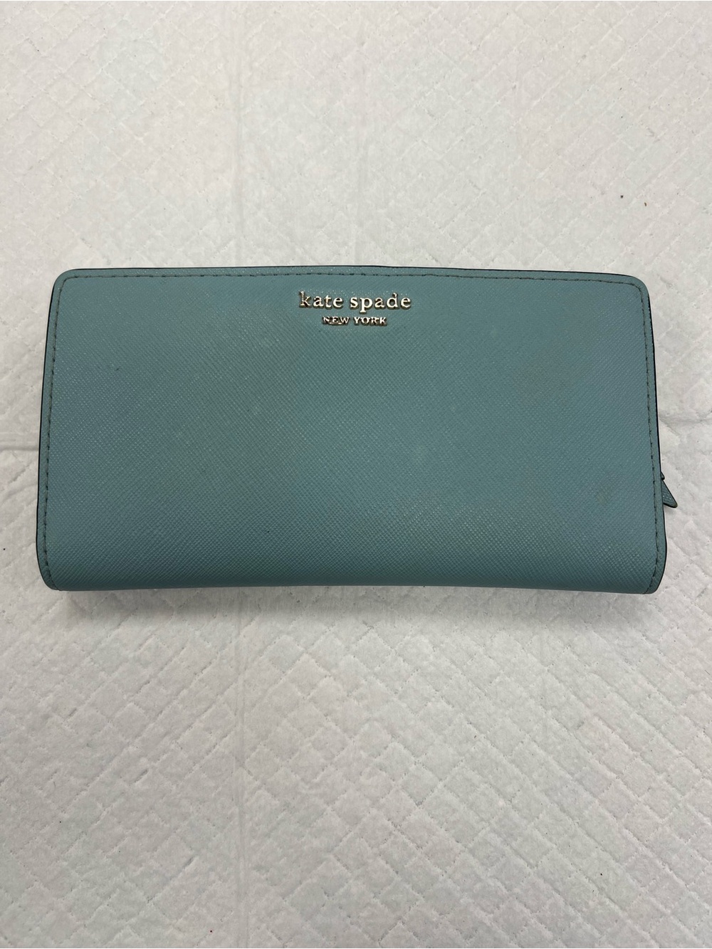 kate spade Teal Zip-Around Saffiano Wallet